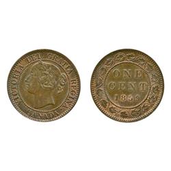 1859. Double-Punched, Narrow 9 (variety).  ICCS Mint State-62. Red-Brown.