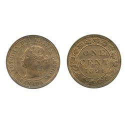 1891. Large Date. Obverse port. #3.  ICCS Mint State-62. Red-Brown.  50% luster.