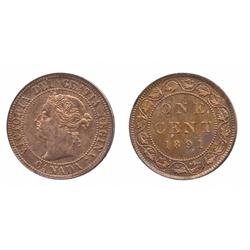 1891. Small Date, Small Leaves. Obverse port. #3.  ICCS Mint State-64. Red.  60% luster.  A strongly