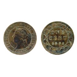 1891. Small Date, Large Leaves. Obverse port. #2.  ICCS Very Fine-30.  Chocolate brown.