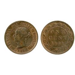 1891. Small Date, Large Leaves. Obverse port. #3.  ICCS AU-50.