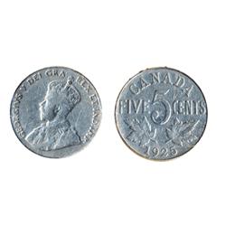 ONE CENT.  1891. Small Leaves, Small Date. Obverse port. #3.  ICCS Very Fine-30;  FIVE CENTS.  1925.