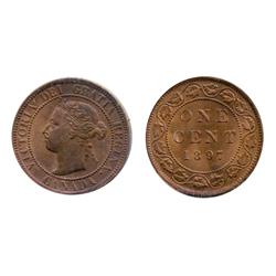1897.  ICCS Mint State-62. Red-Brown.  20% luster on obverse.  50% red luster on reverse.