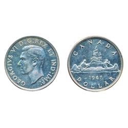 1947. Pointed 7.  Double 'H.P.' variety.  ICCS Mint State-60.  Brilliant and once lightly cleaned.