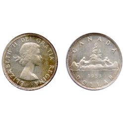 1953. S.F.  NGC graded Mint State-65.  Light to medium heavy golden-amber toning.