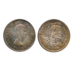 1958.  PCGS graded Mint State-65. Attractive rich toning.