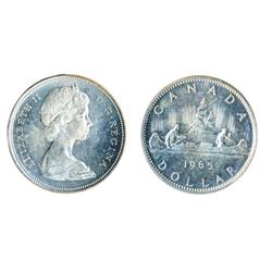 1965. Type Three.  ICCS Mint State-65.  Light blue toning.  A Gem.