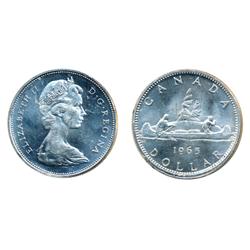1965. Type Five.  ICCS Mint State-64.  Lot of two (2) dollars.  Both brilliant.