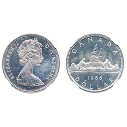 1966. Small Beads variety.  NGC graded Mint State-64.  A brilliant example, with reflective fields. 