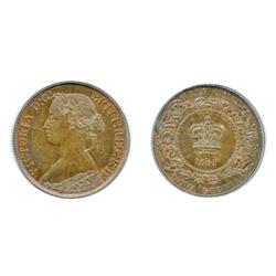 Half Cent.  1861.  PCGS graded Mint State-63. Red-Brown.  20% red luster remaining.  Mostly lustrous