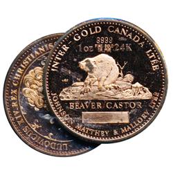 Uniface Bronze medals of the second 'Canadian Beaver'. 1978.  The obverse medal with Louis XIV.  The