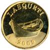 Image 1 : Lasqueti Mint.  2009. Obv: Dory. LASQUETI/2009. Rev: 1/10 oz./.9999 Fine Mammoth Gold.  Marijuana pl