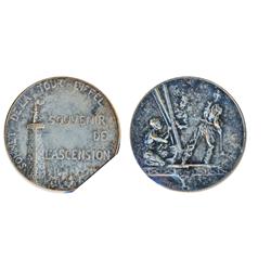 FRANCE.  Obv: SOMMET DE LA TOUR EIFFEL.  Eiffel Tower. Rev: Three iron workers on tower.  41mm. Silv