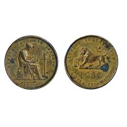 GREAT BRITAIN.  Obv: STUDIO FALLENTE LABOREM MDCCCVII (1807). Seated Woman.  Rev: LONDON INSTITUTION