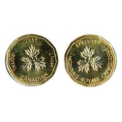 TEST Token.  $1.00.  CH-TT-100.12.  Gold plated on nickel.  11 sided. Narrow rims.  Mint State-63.