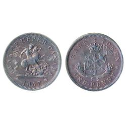 Breton-719.  PC-6D.  1d. 1857.  ICCS Mint State-63. Brown.