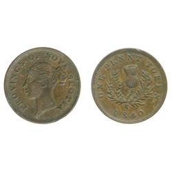 Breton-873.  NS-2C1.  1840. One Penny Token.  Choice Extra Fine.