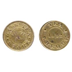 Breton-902.  Gass' Tea Cheque.  ICCS Very Fine-30. (cleaned).