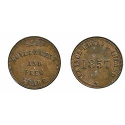 Breton-919.  PE-7C1.  1857. P.E.I.  ICCS Mint State-60.