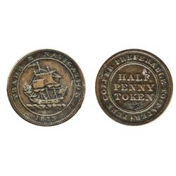 Breton-965. NS-21A3.  1/2d. 1813. Trade & Navigation.  ICCS Very Fine-20.