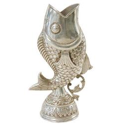 Set of 3 Fish Shaped Sterling Silver Hand Made Decorative Flower Pots - 53 Oz (1650 Grams) Approxima