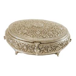 Round shape Jewelry Box - Hand Made Sterling Silver Round shape Jewelry Box/ Utility Box - 35 Oz (11