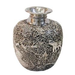 Decorative Urn/Flower Vase - Hand Made Heavily Decorated  Sterling Silver  Urn/Flower Vase –58Oz (18