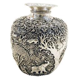Decorative Urn/Flower Vase - Hand Made Heavily Decorated  Sterling Silver  Urn/Flower Vase –71  Oz (