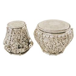 Sterling Silver Exclusive Decorative Musical Drums (Tabla ) Set -with Hand Made Heavily Decorated  w
