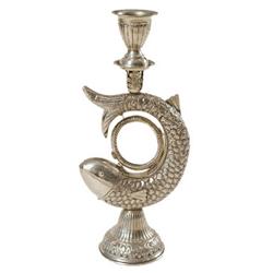 Fish Shaped Sterling Silver Exclusive Decorative Candle Stick -with Hand Made Heavily Decorated  wei