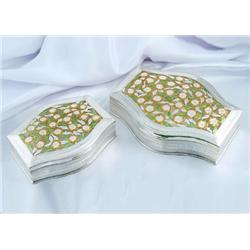 Set of 2 Jewelry Box Multicolor Flower Enamel on Sterling Silver Exclusive - Hand Made Heavily Decor