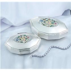 Set of 2 Jewelry Box Multicolor Flower Enamel on Sterling Silver Exclusive - Hand Made Heavily Decor