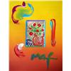 Image 1 : Peter Max "Vase Of Flowers" ORIGINAL painting onto Serigraph, signed and numbered