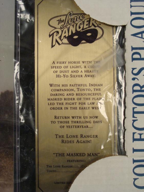 Lone Ranger Ltd Ed Collectors Plaque w/ Photo Mint