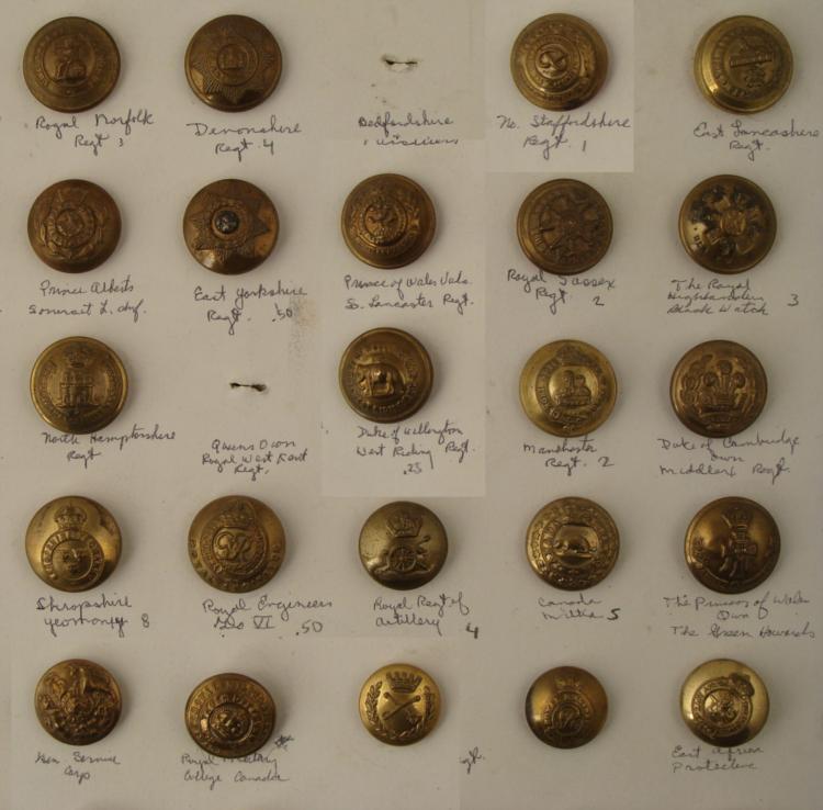 37 British Regiment Military Buttons Antique Collection