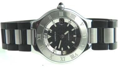 Cartier 21 Automatic Stainless Steel Rubber Strap Watch