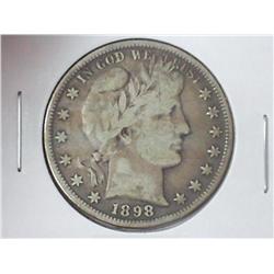 1898 BARBER HALF DOLLAR (VERY GOOD) (SCRATCHED)