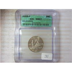 2005-P CALIFORNIA QUARTER ICG MS67