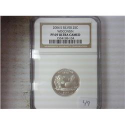 2004-S SILVER WISCONSIN QUARTER NGC PF69 ULTRA CAM