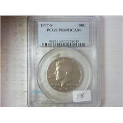 1977-S KENNEDY HALF DOLLAR PCGS PR69DCAM