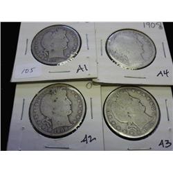 1903, 08, 08-O & 09 BARBER HALF DOLLARS
