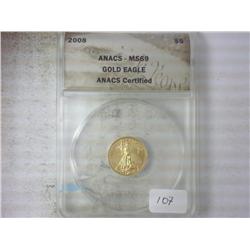 2008 US $5 AMERICAN GOLD EAGLE ANACS MS69