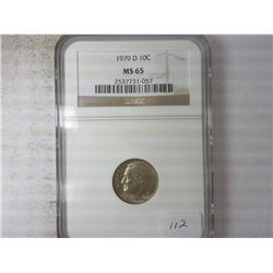 1979-D ROOSEVELT DIME NGC MS65