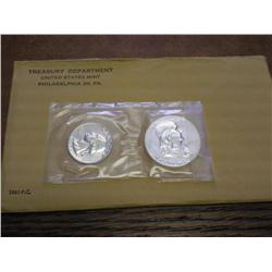 PARTIAL 1961 US PROOF SET QUARTER & 1/2 ONLY