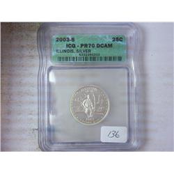 2003-S SILVER ILLINOIS QUARTER ICG PR70DCAM