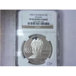 1995-P OLYMPIC "CYCLING" SILVER DOLLAR
