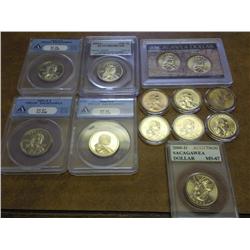 13 SACAGAWEA DOLLARS ALL UNC'S & PF'S