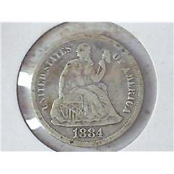1884 SEATED LIBERTY DIME (FINE - VERY FINE)