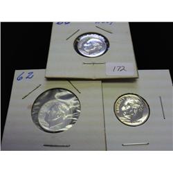 1960, 62 & 63 ROOSEVELT DIMES PROOF