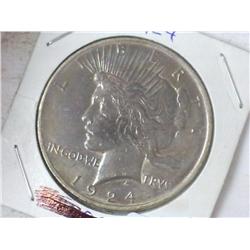 1924 PEACE SILVER DOLLAR (UNC) TONED